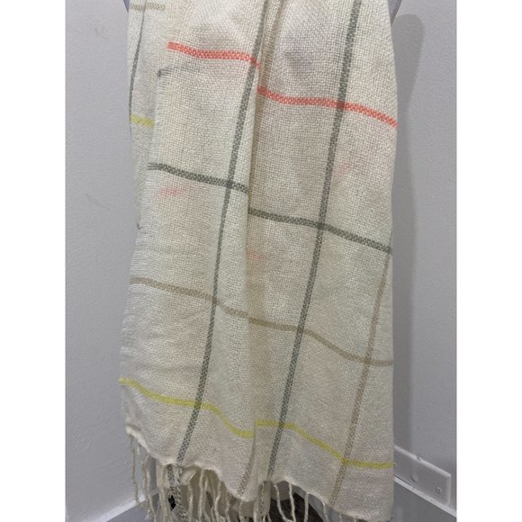 Madewell Ivory Gauzy Plaid Scarf NWT - Picture 5 of 7